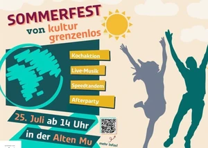 Ein Plakat, das auf ein Sommerfest in Kiel hinweist, das am 25.07. stattfindet