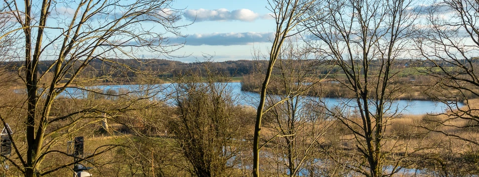 Blick auf den Kieler Wellsee Blick auf einen See mit Bäumen und Wiesen im Vorder- und Hintergrund