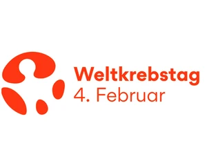 Ein Logo, auf dem für den Weltkrebstag am 4. Februar geworben wird