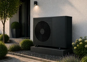 Modernes Heizsystem mit effizienter Wärmepumpe.