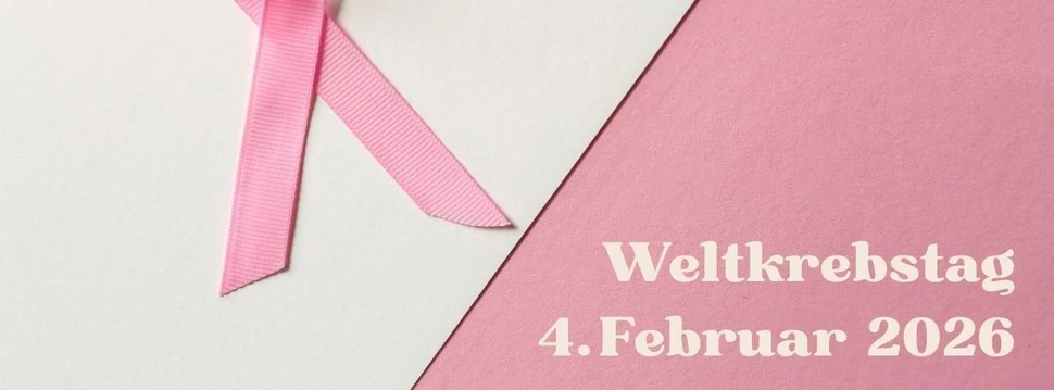 Ein Foto, auf dem über den Weltkrebstag informiert wird