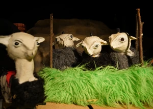 vier Schaf-Handpuppen