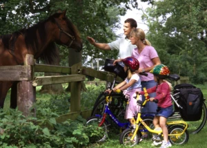 Familie trifft Pferd auf Radausflug, © Ostsee-Holstein-Tourismus e.V.