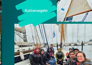 Foto von einem Event, das von Kulturgrenzenlos durchgeführt wurde Mehrere Menschen auf einem Schiff, die Jacken und Rettungswesten tragen