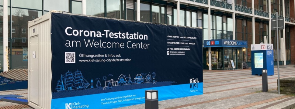 Teststation am Welcome Center Kiel, Pressefoto